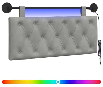 Produktbild von Hängendes Kopfteil Mit LED Licht Hellgrau Samt
