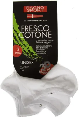 Immagine prodotto di Confezione 3 paia di calze unisex pariscarpa tripack RAGNO SPORT articolo 09483P, 2-39/42, Cotone 65%,Poliestere 33%,Spandex 2%