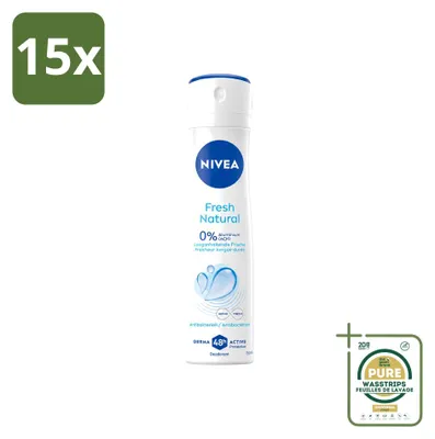 Productafbeelding van 15 x NIVEA Deodorant Spray Fresh Natural - 150 ml - Voorraadverpakking - 15 stuks