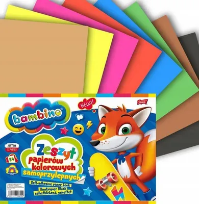 Zdjęcie produktu dla Zeszyt papierów kolorowych samoprzyl. A4 BAMBINO