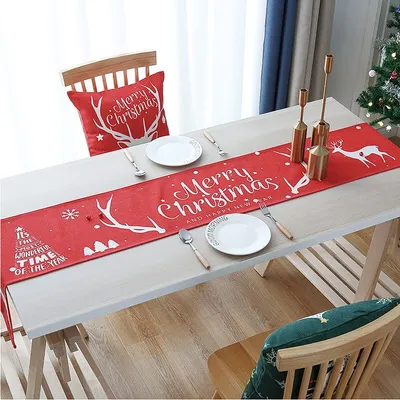 Produktbild von Weihnachten Tischläufer 160 * 30CM Weihnachten Tischdecke Dekoration Weihnachten Leinen Lange Tischdecke Weihnachtstischläufer