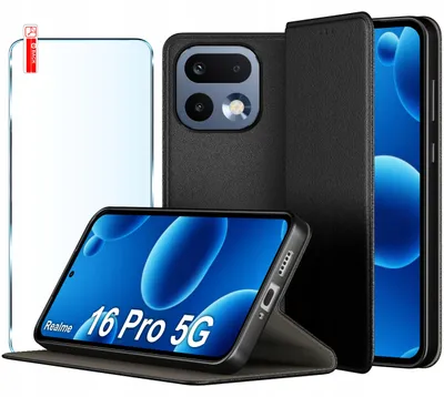 Zdjęcie produktu dla Etui Skórzane Zamykane Magnetyczne Case Do Realme 16 Pro 5G + Szkło 9H