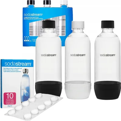 Produktbild von SodaStream Flaschen  3x 1L Standard für Wassersprudler  + Entkalkungstabletten SodaStream 10 Tabletten 200g