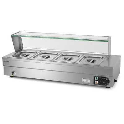 Immagine prodotto di VERTES Scaldavivande Scaldabuffet Contenitore termico per alimenti Elettrico 1500 W in acciaio inossidabile (inclusi 4 contenitori GN da 1/2 con coperchio, 10 L, rubinetto di scarico)