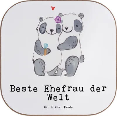 Produktbild von Mr. & Mrs. Panda Tischuntersetzer Panda Beste Ehefrau der Welt - Weiß - Geschenk, Untersetzer für Gläser, Coaster, Frau, Tassenuntersetzer, gläseruntersetzer, Freundin