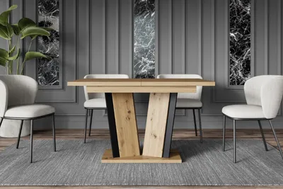 Produktbild von ALTDECOR Esstisch ausziehbar, ideal als Küchentisch, Esszimmertisch - oder Wohnzimmertisch, solide Konstruktion aus Möbelplatte, 120 -160x80x75 cm - Artisan / Black - BRIO2