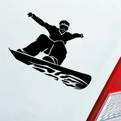 Produktbild von Auto Aufkleber Snowboard Snow Schnee Sport 10x9 cm Schwarz Glanz Sticker Heckscheibenaufkleber