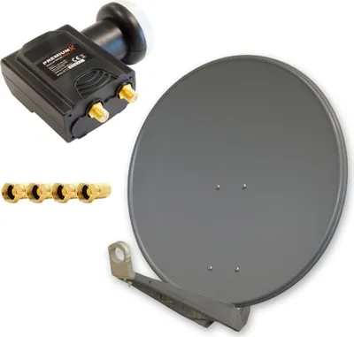 Produktbild von PremiumX DELUXE85 Satellitenantenne 85 cm Alu Anthrazit DELUXE Twin LNB 4x F-Stecker