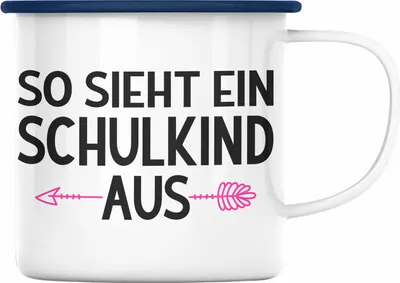 Produktbild von Trendation - Kita Abgängerin 2022 Einschulung Mädchen Geschenk Emaille Tasse Schulstart 1. Schultag Schuleinführung Schulanfang Geschenkidee Schulkind Lustig (Blau)