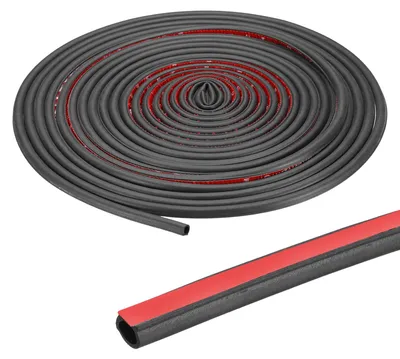 Dichtungsstreifen D-Form EPDM selbstklebend 12,2 m x 1 cm schwarz/rot