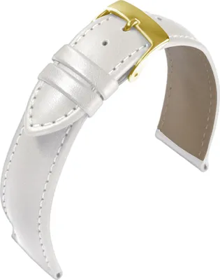 Produktbild von Barington Kalb Resisto Uhrenarmband Leder weiß wasserabweisend, Stegbreite:18mm, Schließe:Gelbgolden