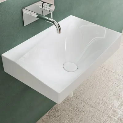 Produktbild von Mai & Mai Waschbecken Hänge-Waschtisch BTH: 60x38x20cm in Weiß glänzend aus Mineralguss mit Ablaufabdeckung Waschschale Col6035