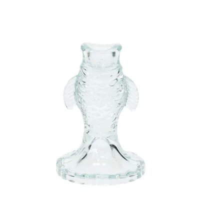 Produktbild von Kerzenhalter Fisch Hellblau Kerzenständer Rex London Glas Ø8,1x12 cm für Kerzen bis Ø2cm