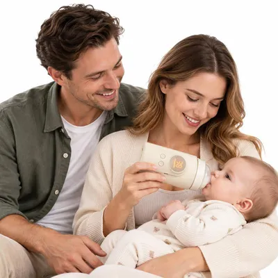 Produktbild von Flaschenwärmer Baby, tragbarer Milchwärmer mit 6000 mAh Akku, 18 W, wiederaufladbar, Cremeweiß, für unterwegs und Zuhause