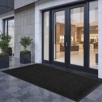 Immagine prodotto di Tappetino antisporco - Tappetino per porte/pavimenti - 243,8 x 121,9 cm - Interno ed esterno - Supporto antiscivolo in PVC - Lavabile - Pulibile - Grigio