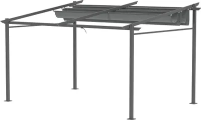 Produktbild von Pergola, inklusive Befestigungsmaterial, ausziehbares Dach, 3,97 m x 2,95 m x 2,3 m, Dunkelgrau