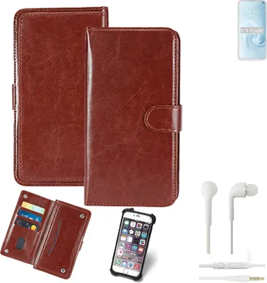 Produktbild von K-S-Trade 360° Hülle kompatibel mit Meizu 17 Pro inkl. Headphones braun Kunstleder Case BookCase WalletCase Kunstlederederhülle Handyhülle,