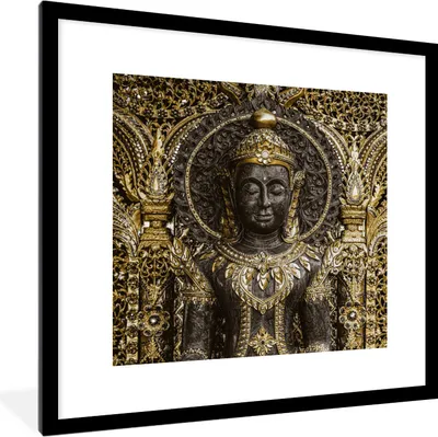 Produktbild von MuchoWow® MuchoWow® Gerahmtes Poster Buddha - Bild - Gold 40x40 cm - Poster mit zchwarzem Bilderrahmen - Poster - Plakat im Rahmen