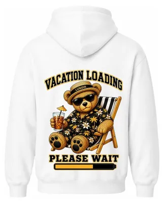 Produktbild von Herren Hoodie Weiß S – Kapuzenpullover mit Urlaub Motiv aus Baumwollmix – LUNØIR ©