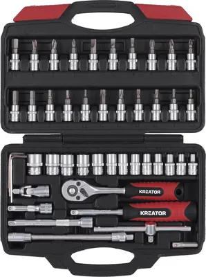 Produktbild von KREATOR Steckschlüsselsatz 46 Teile Steckschlüssel Drehmomentschlüssel + Koffer