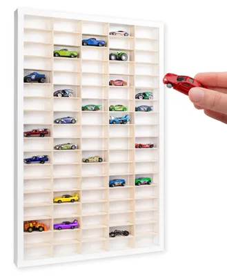 Productafbeelding van Creative Deco Wit Houten verzamelkast voor auto's - 90, 80 x 51 x 5.5 cm