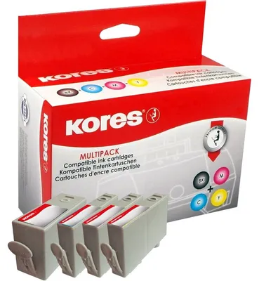 Produktbild von Kores G1717KIT, Foto schwarz, Foto zyan, Foto magenta, Fotogelb, Tinte auf Pigmentbasis, Tinte auf Farbstoffbasis, Multipack