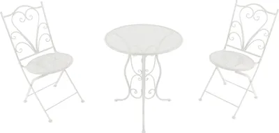Produktbild von AXI Eloise Bistroset 3-teilig aus Metall Gestanzt in Weiß | Bistrotisch mit 2 Stühlen | Bistro Gartenmöbel Set für Garten / Balkon / Terrasse |