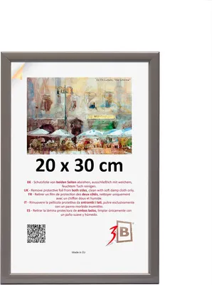 Obrázek produktu pro Rámeček na fotografie, rozměr 20 x 30 cm, šedý dřevěný rám, akrylové sklo, určený pro vertikální umístění
