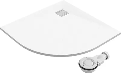 Produktbild von SMC Duschwanne 90x90cm weiß Steinoptik mit Ablaufgarnitur Zuschneidbar Duschtasse Eckduschwanne Brausewanne