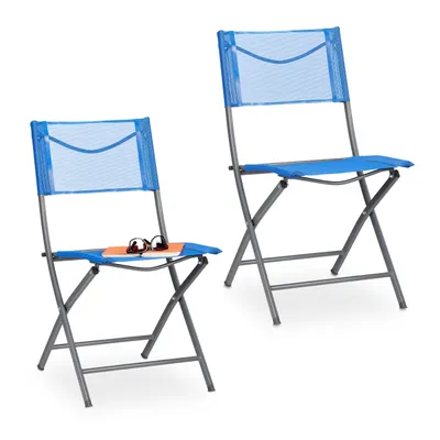 Produktbild von relaxdays Klappbarer Gartenstuhl 2er Set blau