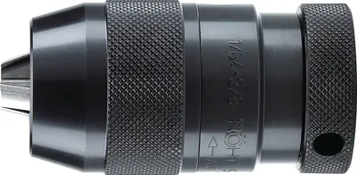 A close-up studio shot of a drill chuck.