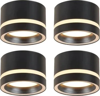 Zdjęcie produktu dla Reflektory LED natynkowe czarne sufitowe 6W 4000K zestaw 4 sztuki łazienka