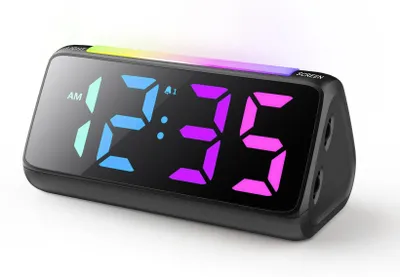 Digitalwecker mit RGB-Nachtlicht, Doppelalarm, Schlummerfunktion, schwarz