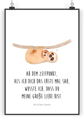 Produktbild von Mr. & Mrs. Panda Bild Faultier Kind DIN A4 - Weiß - Geschenk, Wandbild, Mama, Baby, Liebe, Geburt, Kunstdruck, drucke, Design Poster, wanddeko