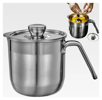 Produktbild von Eiertrenner aus Edelstahl - für rohe Eier mit großer Kapazität, Großraumtrenner mit Deckel und Griff, geeignet für Baiser, Kuchen und Küche