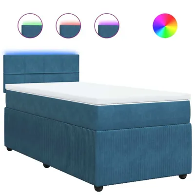Produktbild von Boxspringbett mit Matratze Blau 90x200 cm Samt