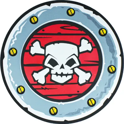 Produktbild von Schaumstoff Piraten Schild mit Totenkopf - Grau Rot 33 cm