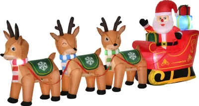 Produktbild von HOMCOM Aufblasbarer Weihnachtsmann auf Schlitten Dekoration 1,3 m wetterfest