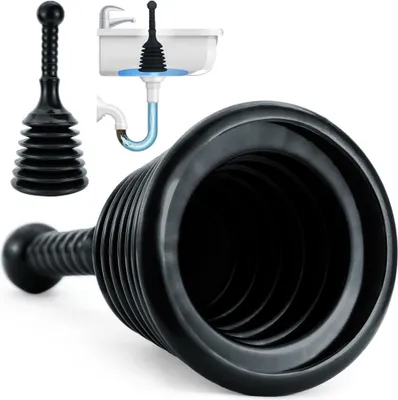 Produktbild von Luigi's Pömpel Waschbecken- und Abflussreiniger - Becken und Abfluss Pümpel klein - Gegen verstopften Abfluss - Sink Plunger - Schwarz