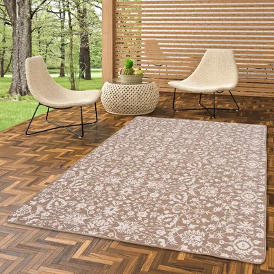 Produktbild von In- und Outdoor Teppich Beidseitig Newport Beige Blumen, Größe:270x400 cm