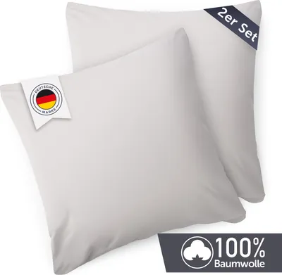 Produktbild von Blumtal Kissenbezug 40x40 cm (2er Set Kissenbezüge) - Hellgrau - 100% Baumwoll-Jersey mit Reißverschluss