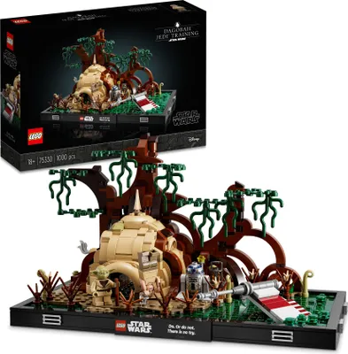 Produktbild von LEGO 75330 Star Wars Jedi Training auf Dagobah – Diorama Set für Erwachsene mit Luke Skywalker, Yoda und R2-D2-Figuren sowie Luke Skywalkers X-Wing, Geschenkidee für Männer, Frauen, Ihn, Sie
