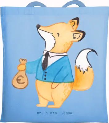 Produktbild von Mr. & Mrs. Panda Tote Bag Steuerberater Herz - Sky Blue - Geschenk, Einkaufstasche, Laptoptasche, Tasche, Beutel, Unitasche