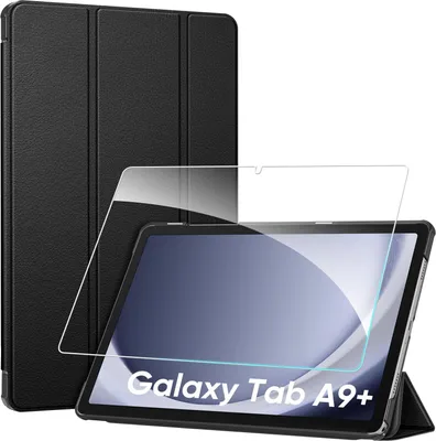 Produktbild von Fintie Hülle für Samsung Galaxy Tab A9+/A9 Plus 11 Zoll 2023 Tablet mit Schutzfolie - Ultradünne Kunstleder Schutzhülle Cover mit Auto Schlaf/Wach Funktion, Schwarz