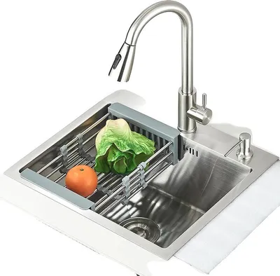 Immagine prodotto di Lavello da cucina, acciaio inox, bocca estraibile, spazzolato
