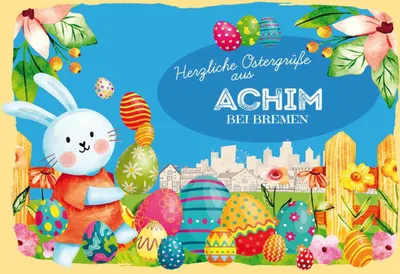 Produktbild von vianmo Holzschild 20x30 cm Ostergrüße ACHIM BEI BREMEN Ostern