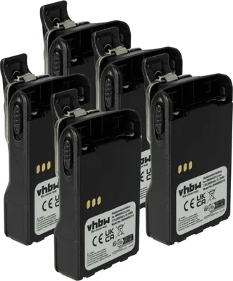 Produktbild von vhbw 5x Akku kompatibel mit Motorola GP638 PLUS, GP644, GP688, PRO5150 ELITE Funkgerät, Walkie Talkie (2600 mAh, 7,2 V, Li-Ion) + Gürtelclip