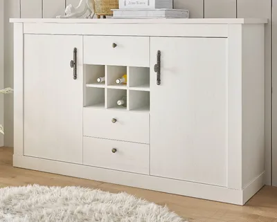 Produktbild von Sideboard "Fiastra" weiß Pinie Landhaus Kommode 166 cm mit Soft-Close