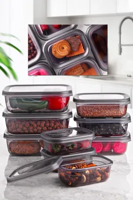 Produktbild von Hermia Concept, Lot-9, Vorratsdosen, Aufbewahrungsboxen-Set (9-teilig), Mehrfarbig, Plastik, 14 x 10 x 5 cm
