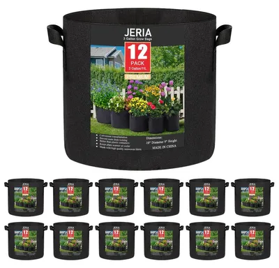 Zdjęcie produktu dla Torby do uprawy roślin - Włóknina - 3 galony - Czarne - 12 sztuk